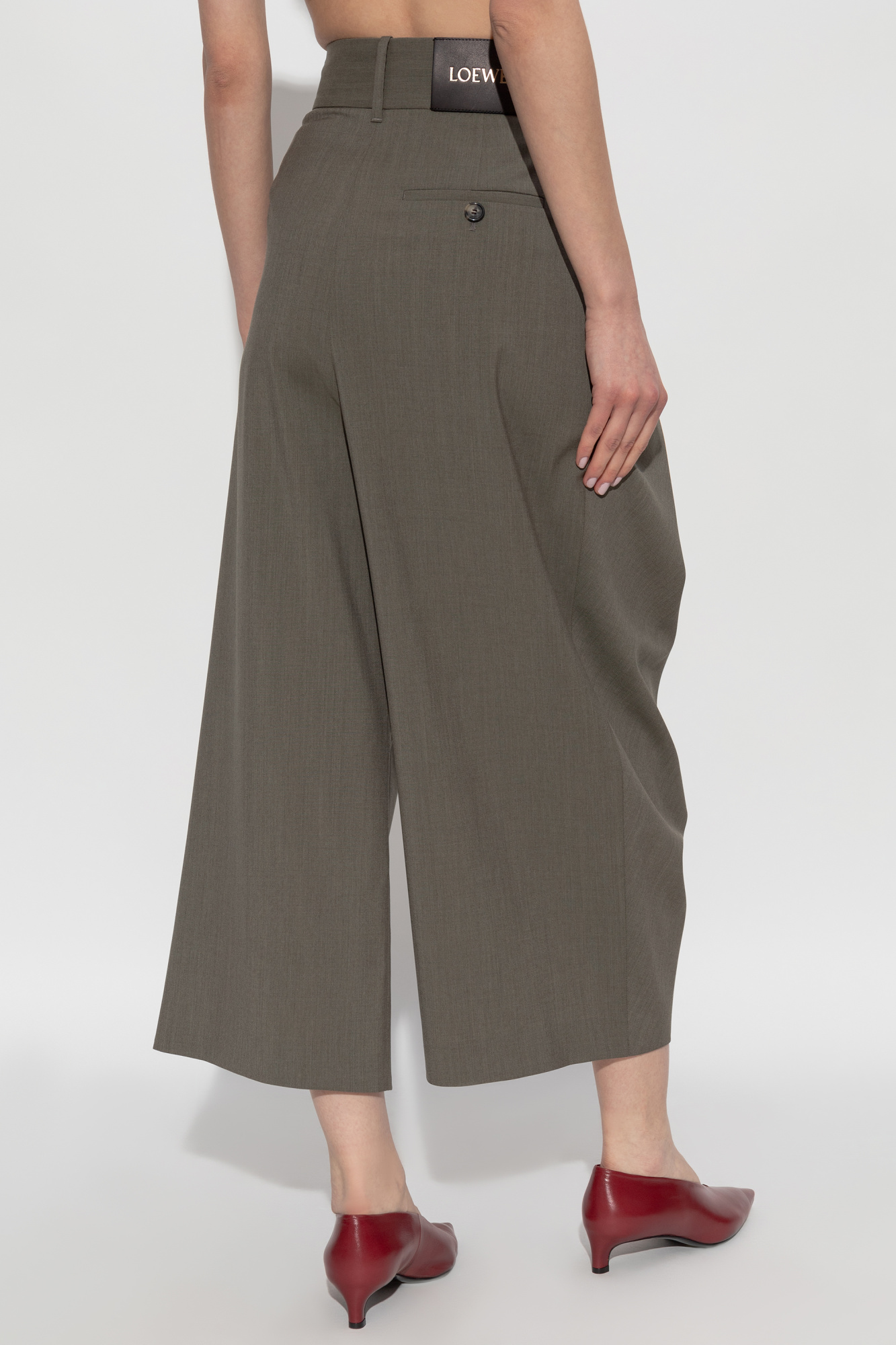 パンツ LOEWE KHAKI WOOL TROUSERS Trousers in wool Green - LOEWE